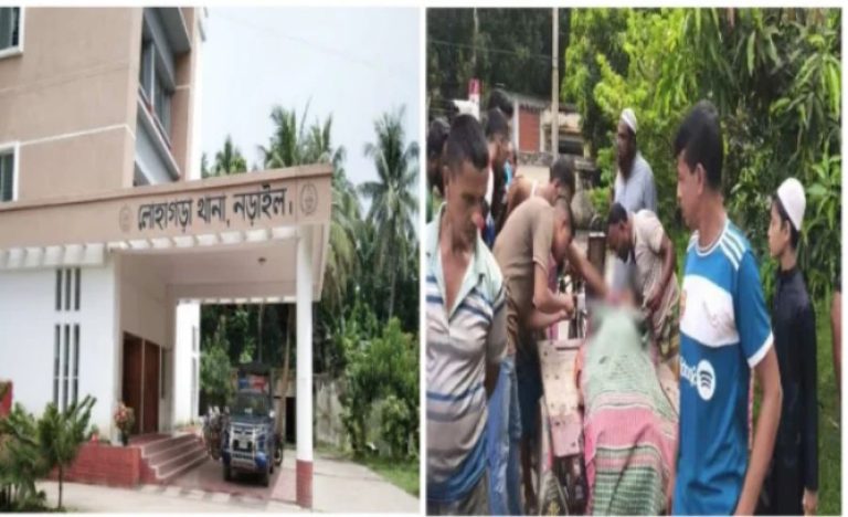 ভ্যানে নিহত ভ্যাবচালক মফিজারের লাশ।